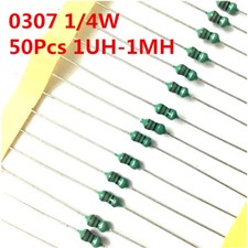 50Pcs 0307 1/4W 1uH to 1mH DIP Color Wheel Inductors 10/2.2/470/100 Inductance