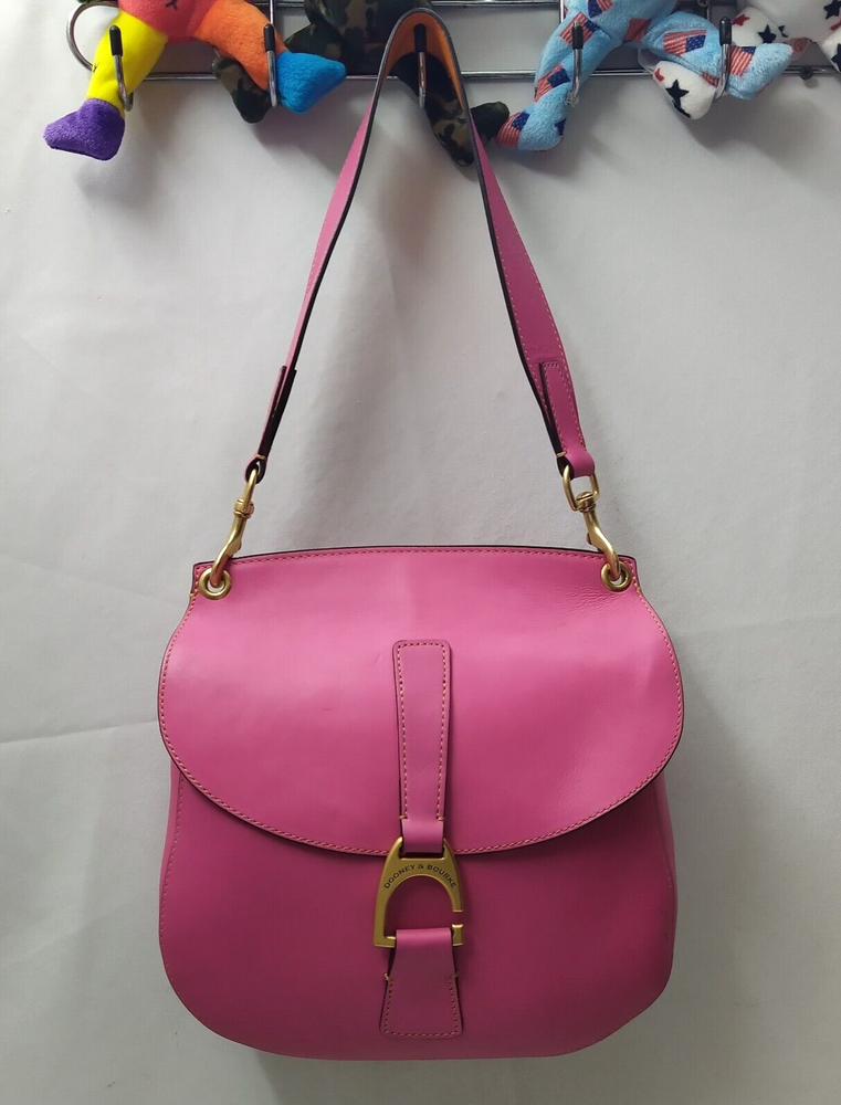 Dooney & Bourke Reese North South Pink Leather Flap Closure Shoulder Bag