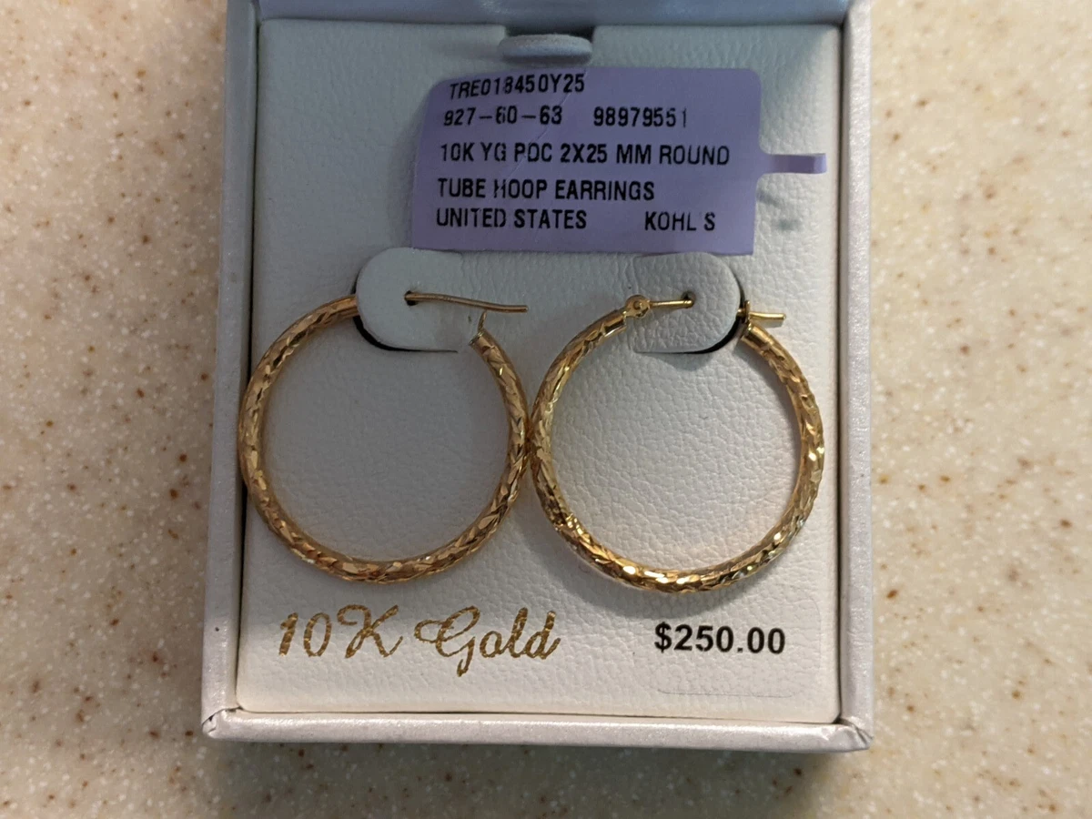 Everlasting Gold 10k Gold Textured Hoop Earrings eBay