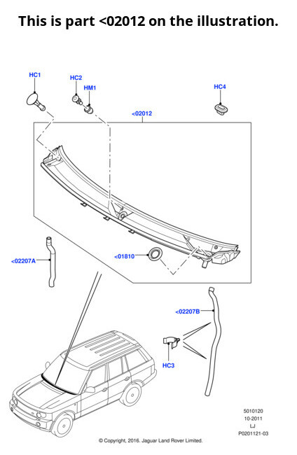 Land Rover panel genuino cubierta superior exterior se adapta a Range Rover 2010-2012 LR022996