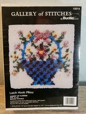 Gallery of Stitches By Bucilla Latch Hook Pillow "Basket Of Flowers" 15014