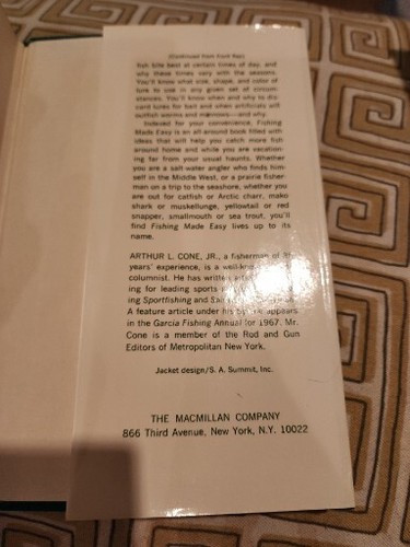 Fishing Made Easy 1968 by Arthur L. Cone Hardcover Book 1st Printing - Picture 4 of 11