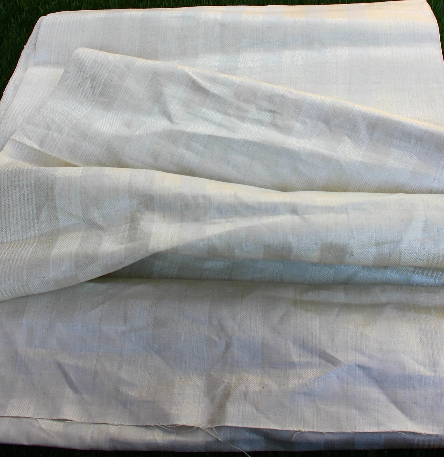 Vintage French ? Imported Linen FABRIC striped Towel Farmhouse by yard width 19" image 2