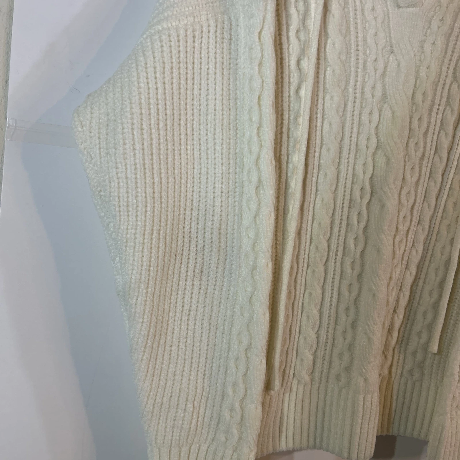 OFF WHITE Felpa con cappuccio donna Cynthia Rowley maglia panna XL.Danneggiata (MACCHIATA)!