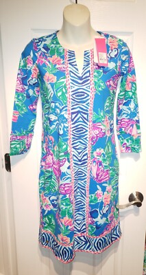 Lilly Pulitzer Nadine Dress UPF 50+ Pundy Blue Isle Be Back Chilly Lilly  XXS