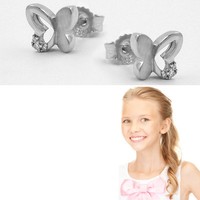 MäDchen Damen Schmetterling Ohrstecker Zirkonia Kinder Ohrringe Echt Silber 925