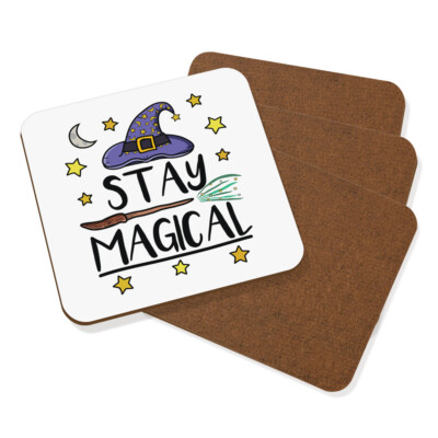 Stay Magical Untersetzer Getränkematte 4er Set Lustiger Witz Magischer Zauber Hexe Zauberer