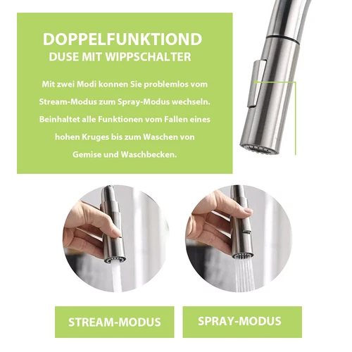Silver Kitchen Faucet Extendable Shower Faucet Kitchen 360° Sink Faucet UK - Picture 13 of 14
