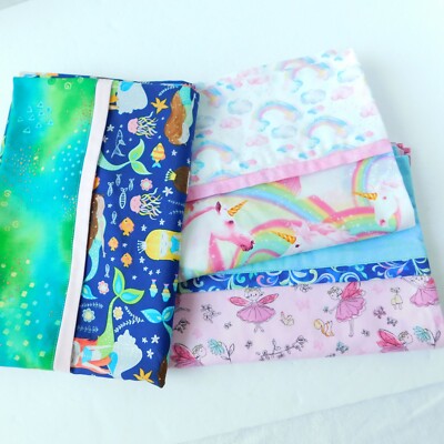 Pillowcases Cotton Girls Unicorns Faeries Mermaids Standard/Queen Lot of 3 NEW !