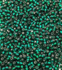Vintage Glass Seed Beads TOHO Japan Silver Lined Matte Green 11/0 14g C11-32