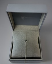 9k 9ct Yellow Gold Black Enamel Clover Bracelet - 7.25 Inch Long  0.9g