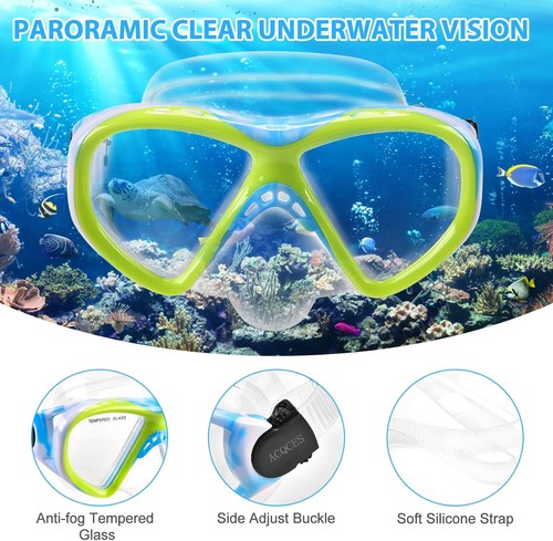 Kids Snorkel Set Dry Top Snorkeling Gear for Youth Boys Girls Blue - Picture 4 of 9