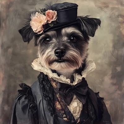 ein kleiner Hund mit detailreicher und stilisierter Optik. A1-A4 Poster Kunst Gemälde M