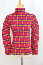 Authentic ISSEY MIYAKE me Red/Multi Pleats High Neck Long Sleeve Top 082 2420