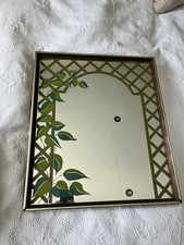 Vintage 1970s Boots Hand Painted Bamboo Framed Mirror