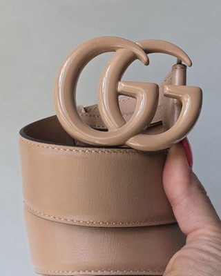 Gucci Belt 70 28 GG Marmont Buckle Tan Camel Leather Sold 