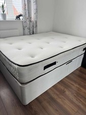 4ft small double grey divan bed with mattress.  Hardly Used - Guest Room