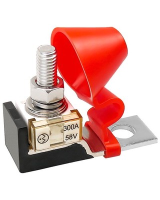 300A 58V Terminal Mount Fuse Block Kit with Single Stud M8 5/16'' Rated Batter...