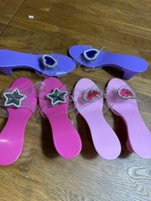 Girls Plastic Princess Shoes (needs repairs) 3 pairs Star Heart Pink Purple Dres