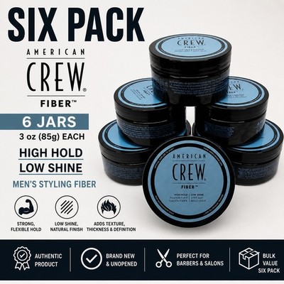 Pack of 6 American Crew Fiber 3oz 85g High Hold Low Shine Men s Hair Pomade