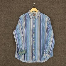 Robert Graham Shirt Mens XL Classic Fit Multicolor Striped Flip Cuffs Button Up