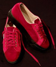 Superga Womens 2790 Velvet Pumps Wine Red platform Sole UK6.5 Exc. condition 