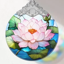 Lotus Stained Glass Ornament - Christmas Tree Decorations, 