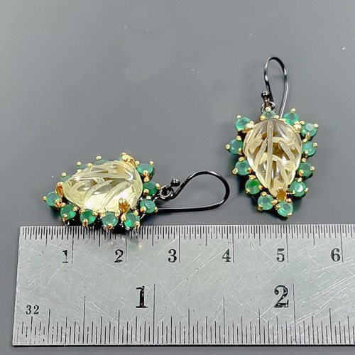 Juweliere natürliche Zitronenquarz Ohrringe 925 Sterling Silber /B-E0241 - Bild 3 von 5