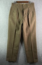 Original True Vintage 1950's Era French Army Green Wool Uniform Trousers 33x33