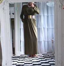 Long Sleeved Maxi Dress. Olive Green Maxi Dress