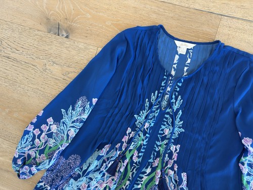 Lilly Pulitzer Blue Lavender Floral Top Women’s Size Large - Foto 2 di 13