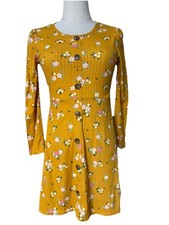 Gap One Step Up Medium (10/12)  Girls Floral Yellow  Long Sleeve Dress