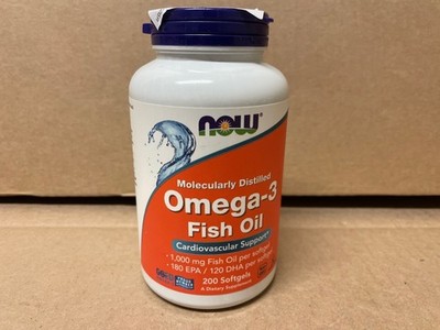 06/27 NOW Omega-3 Fish Oil Molecularly Distilled 180 EPA/120 DHA 200 Softgels
