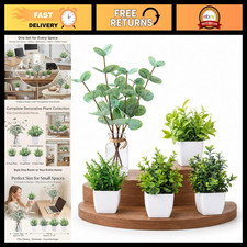 Small Faux Eucalyptus Greenery Plants Set - Realistic Artificial Decor for Hom