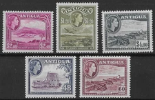 Antigua 1953 QEII Definitive Top Values SG130-134 LHM Cat£89 (5v)