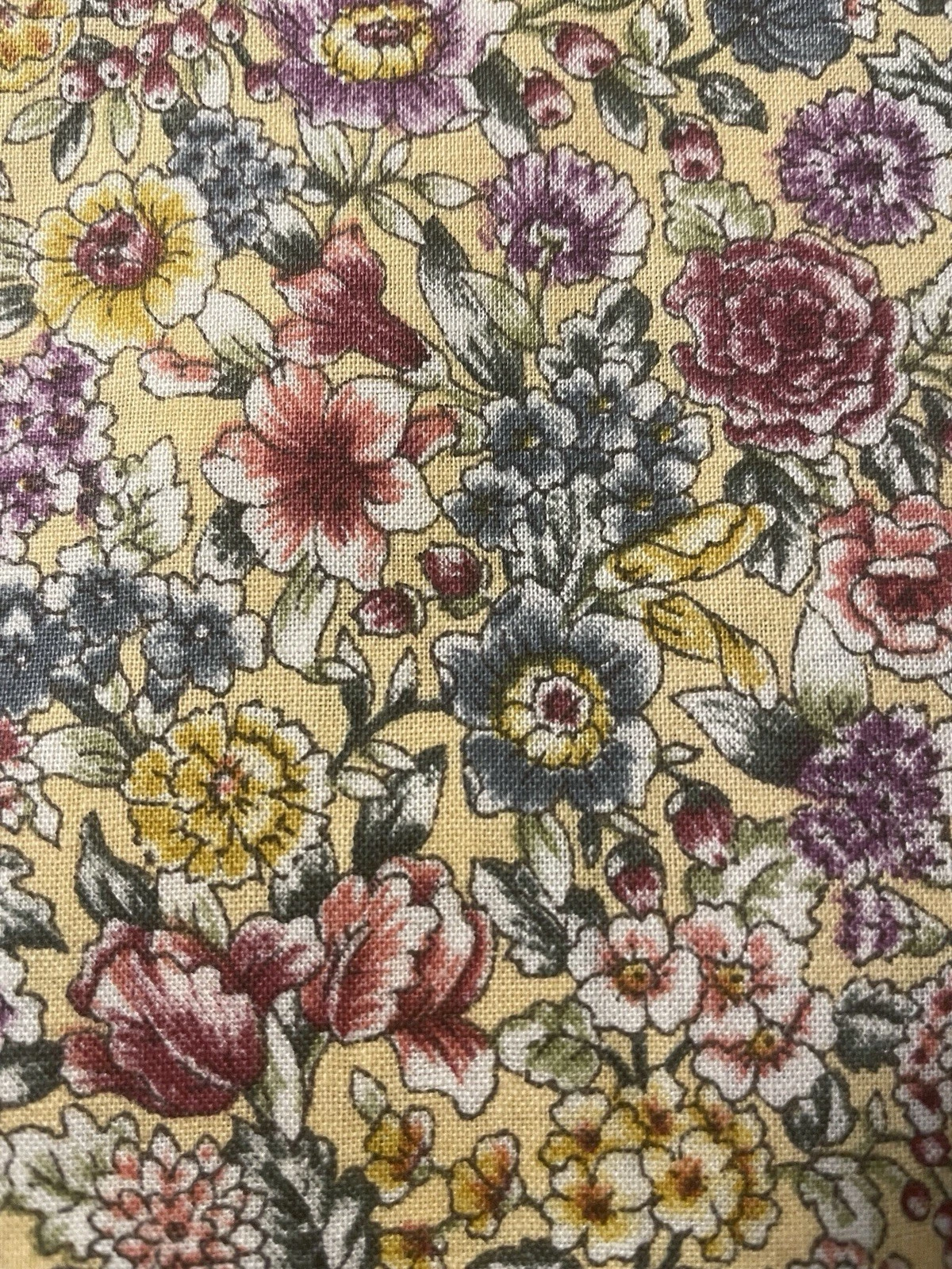 Vintage Marcus Brothers Yellow Floral Cotton Quilting Fabric BTHY - product detail image 6