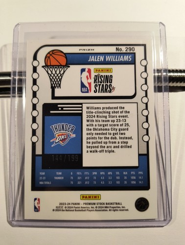 Aros de la NBA 2023-34 Panini, Jalen Williams #290 Rising Stars/199 rojo radiocontrol novato - Imagen 2 de 12
