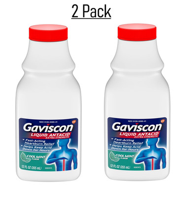 Gaviscon Extra Strength Cool Mint Liquid Antacid For Fast-Acting pack of 2