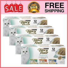 4 BOX Purina Fancy Feast Seafood Classic Grain Free Wet Cat Food Pate 3 oz Cans