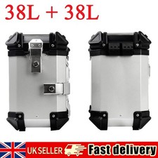 38L+38L Motorcycle Saddle Bag Aluminum Side Storage Case Luggage Trunk Universal