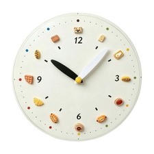 Wall Clock with Food-Themed Decorations Easy-to-Read for Breakfast Nook