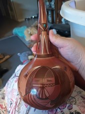 Hand Carved Painted Gourd Southwestern Folk Art artist signed