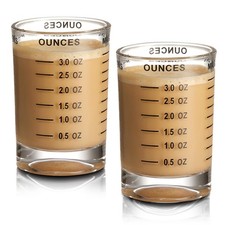 Hlukana 2 Pack Shot Glass Measuring Cup, 3 Ounce Heavy Base 3 oz, Clear