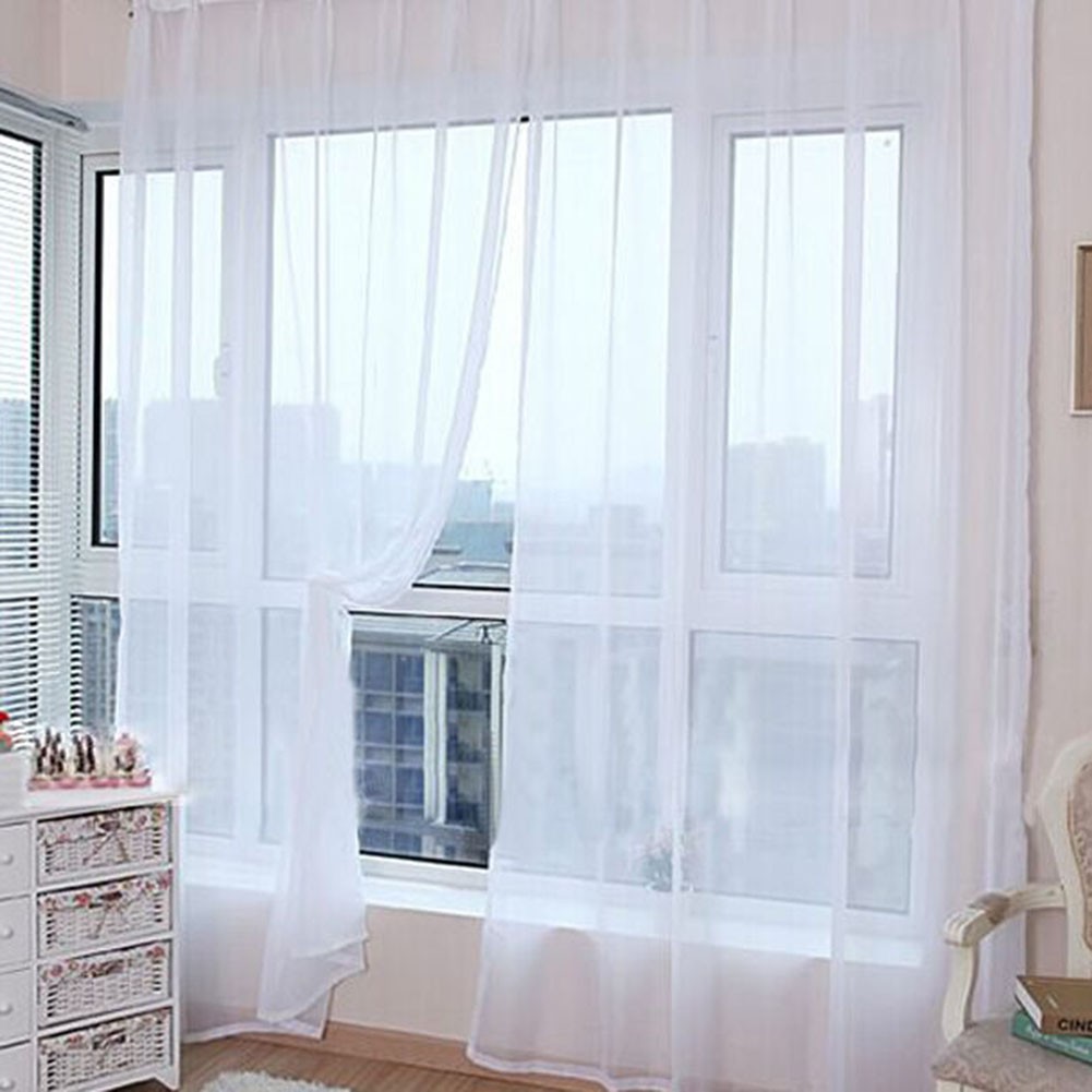 Sheer Rod Pocket Window Curtain Bedroom Balcony Drape Curtain Window Treatment