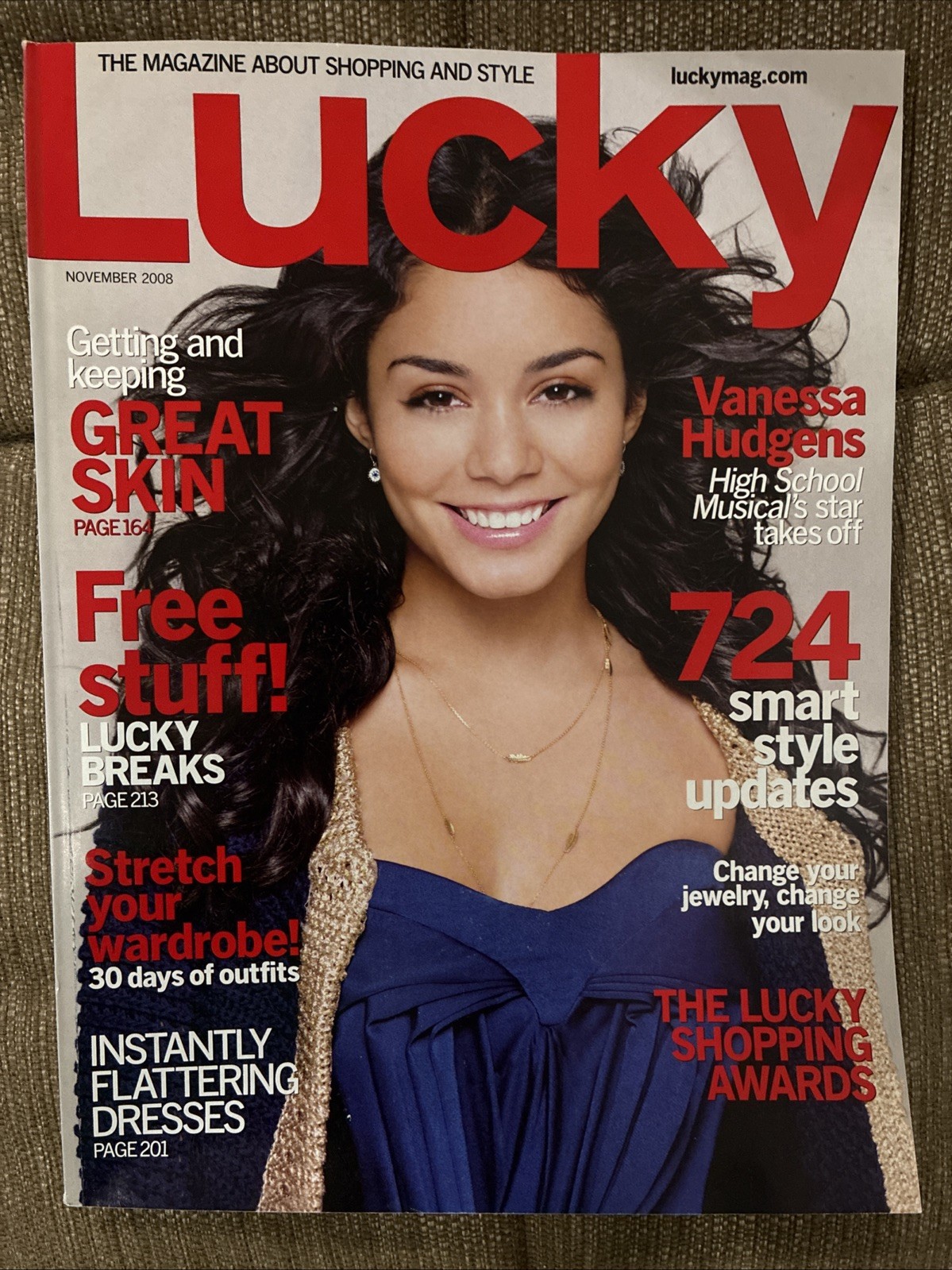 Lucky Magazine Nov. 2008 Vanessa Hudgens NO LABEL  Exc. Cond