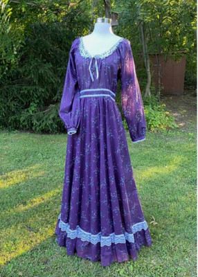 Vintage Gunne Sax Jessica 70's Purple Prairie Dress Size 13 Top Zustand
