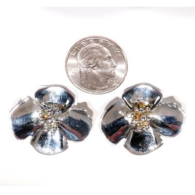 RLM Studio Robert Lee Morris Sterling Clipon Earrings Dogwood Flower 18.1g
