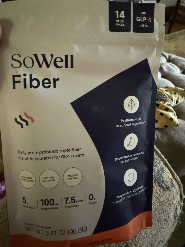 SoWell Fiber weight loss med users 14 Stick Packs Apple Cinnamon Exp 07/26 New