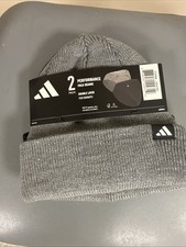 Adidas Unisex Fold Beanie, 2-pack Double Layer for Warmth 100 Acrylic