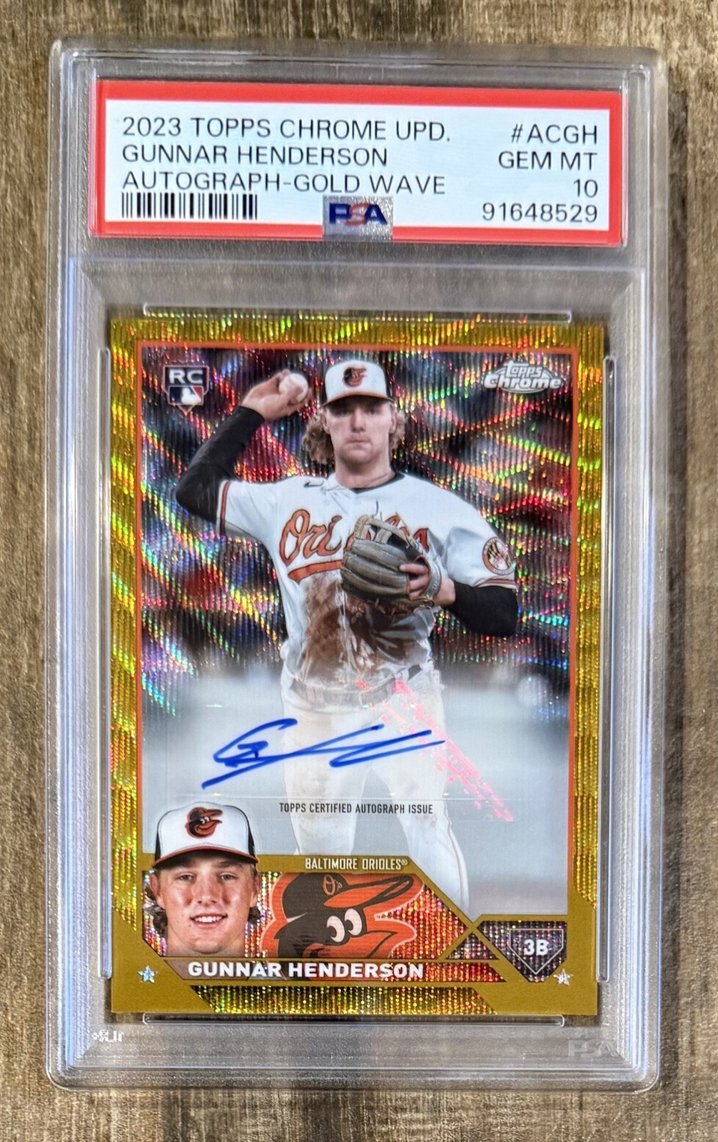 2023 Topps Chrome Update GUNNAR HENDERSON GOLD Wave Auto RC /50 PSA 10💎Rookie